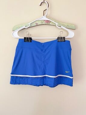 Nike Fit Dry Skort Womens  Blue White Golf Tennis Stretch Ruffle Trim Sz S